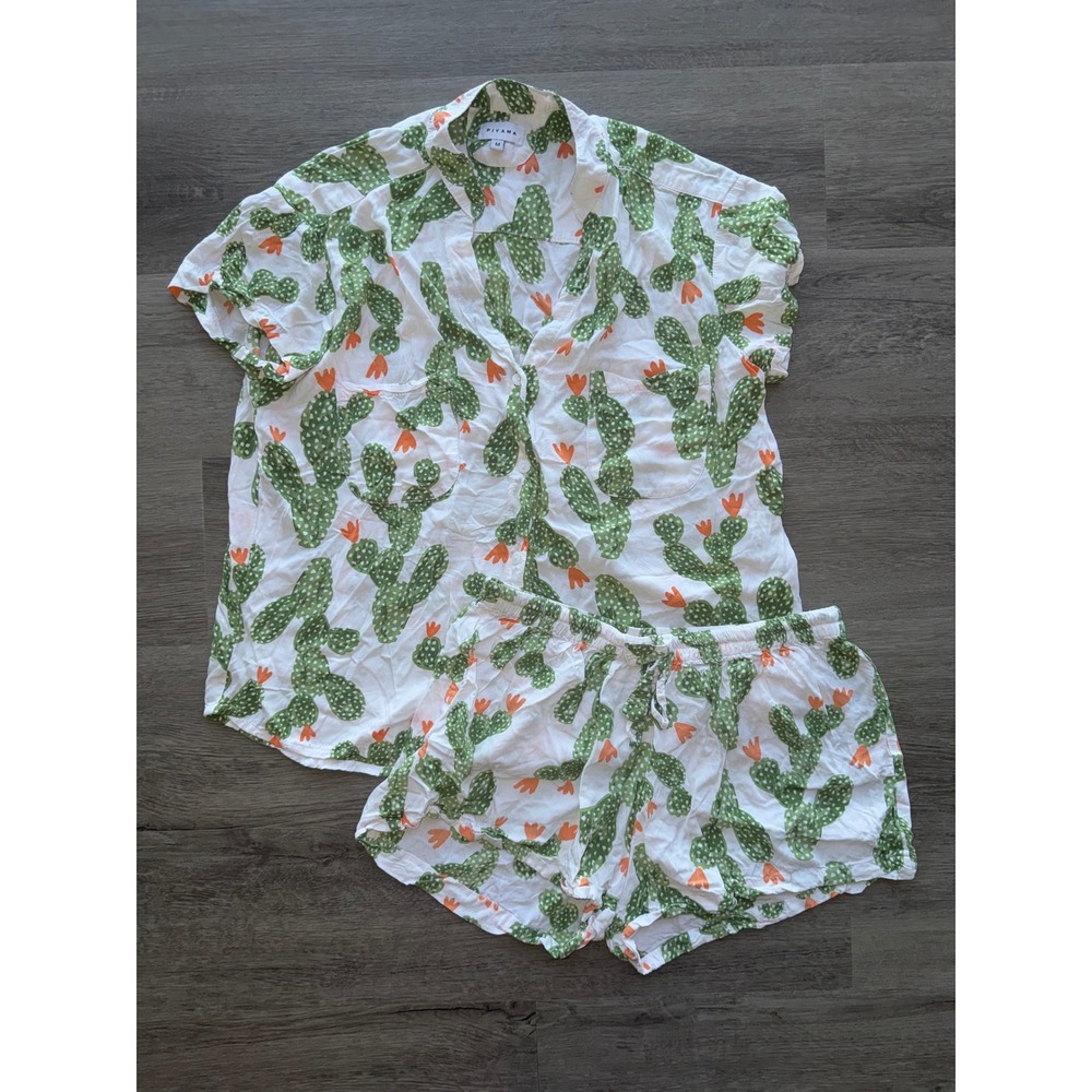 Piyama Women's Two Piece Cactus Pajama Set Medium